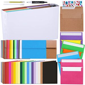 108 sets 18 colors a2 invitation envelopes peel & press self seal 4 3/8 x 5 3/4 envelopes with blank a2 folded cards notecards for wedding shower rsvp return announcement diy greeting cards making