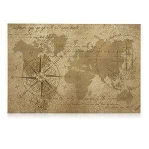 Navaris Magnetic Dry Erase Board - 16 x 24 inches Decorative White Board for Wall with Design, Includes 5 Magnets and Marker - Antique World Map