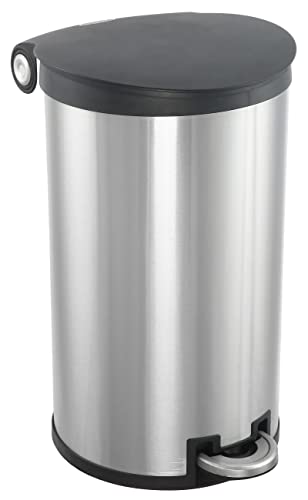 SIMPLYKLEEN Corinth 7.9-Gallon Round Stainless Steel Trash Can with Lid