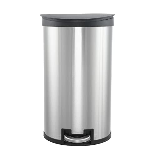 SIMPLYKLEEN Corinth 7.9-Gallon Round Stainless Steel Trash Can with Lid