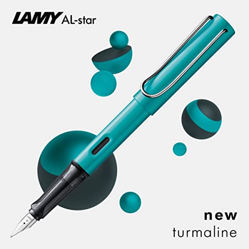 Lamy AL-star 023 Fountain Pen - Tourmaline Aluminium with Transparent Grip and Steel Nib - Nib Size M