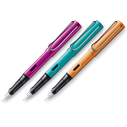 Lamy AL-star 023 Fountain Pen - Tourmaline Aluminium with Transparent Grip and Steel Nib - Nib Size M