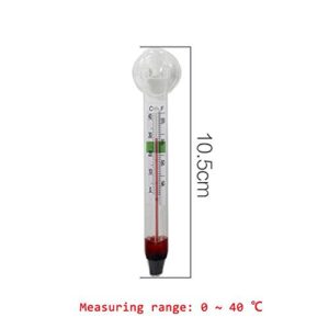 Evangelia.YM Aquarium Fish Tank Thermometer, Glass Meter Water Temperature Sensing Thermometer Gauge with Suction Cup Clearly Easy to Read Scale (Clear)