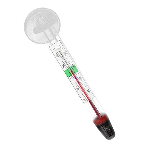 Evangelia.YM Aquarium Fish Tank Thermometer, Glass Meter Water Temperature Sensing Thermometer Gauge with Suction Cup Clearly Easy to Read Scale (Clear)