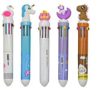 maydahui 15pcs 10 in 1 shuttle pens cute retractable multicolor ballpoint pen unicorn dinosaur pig flamingo horse cartoon animal shaped design for school home office