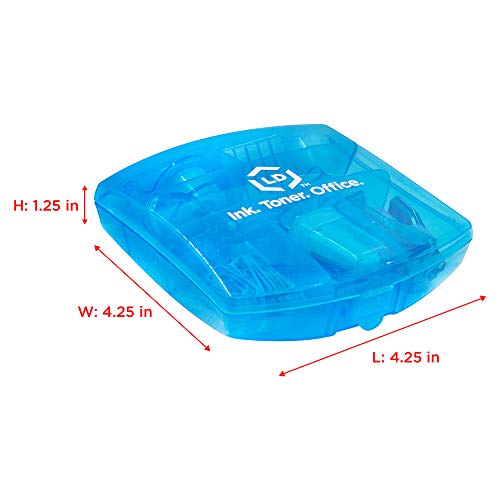 LD Products Blue Mini Office Supply Kit Portable Case with Scissors, Paper Clips, Tape Dispenser, Pencil Sharpener, Stapler & Staple Remover