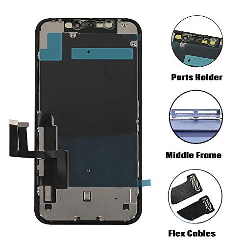 Screen Replacement Compatible for iPhone 11 Screen Replacement 6.1 inch LCD Display 3D Touch Digitizer Frame Assembly Full Repair Kit, with Repair Tools