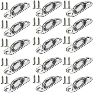 15 Pcs 1.8 Inch 304 Stainless Steel Ceiling Hooks Pad Eyes Plate Marine Hardware Hooks with Screws