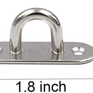 15 Pcs 1.8 Inch 304 Stainless Steel Ceiling Hooks Pad Eyes Plate Marine Hardware Hooks with Screws