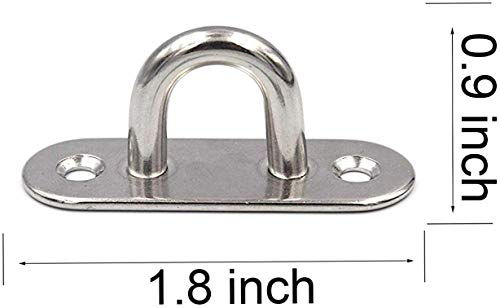 15 Pcs 1.8 Inch 304 Stainless Steel Ceiling Hooks Pad Eyes Plate Marine Hardware Hooks with Screws