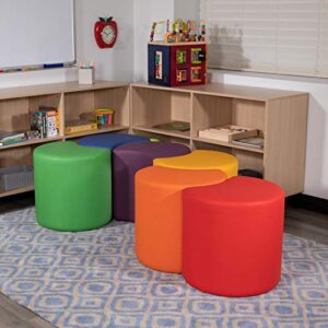 Flash Furniture Nicholas Soft Seating Flexible Moon for Classrooms and Common Spaces - 18" Seat Height (Red)