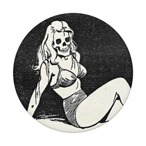 Weird Creepy Skeleton Retro Pin Up Girl-Vintage Bikini Pinup PopSockets Swappable PopGrip