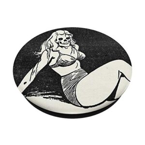 Weird Creepy Skeleton Retro Pin Up Girl-Vintage Bikini Pinup PopSockets Swappable PopGrip