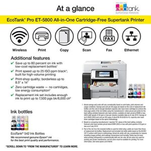 Epson EcoTank Pro ET-5800 Wireless Color All-in-One Supertank Printer with Scanner, Copier, Fax and Ethernet, White