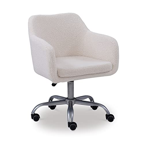 Linon Home Decor Products Linon Brooklyn Sherpa Office Chair, Ivory