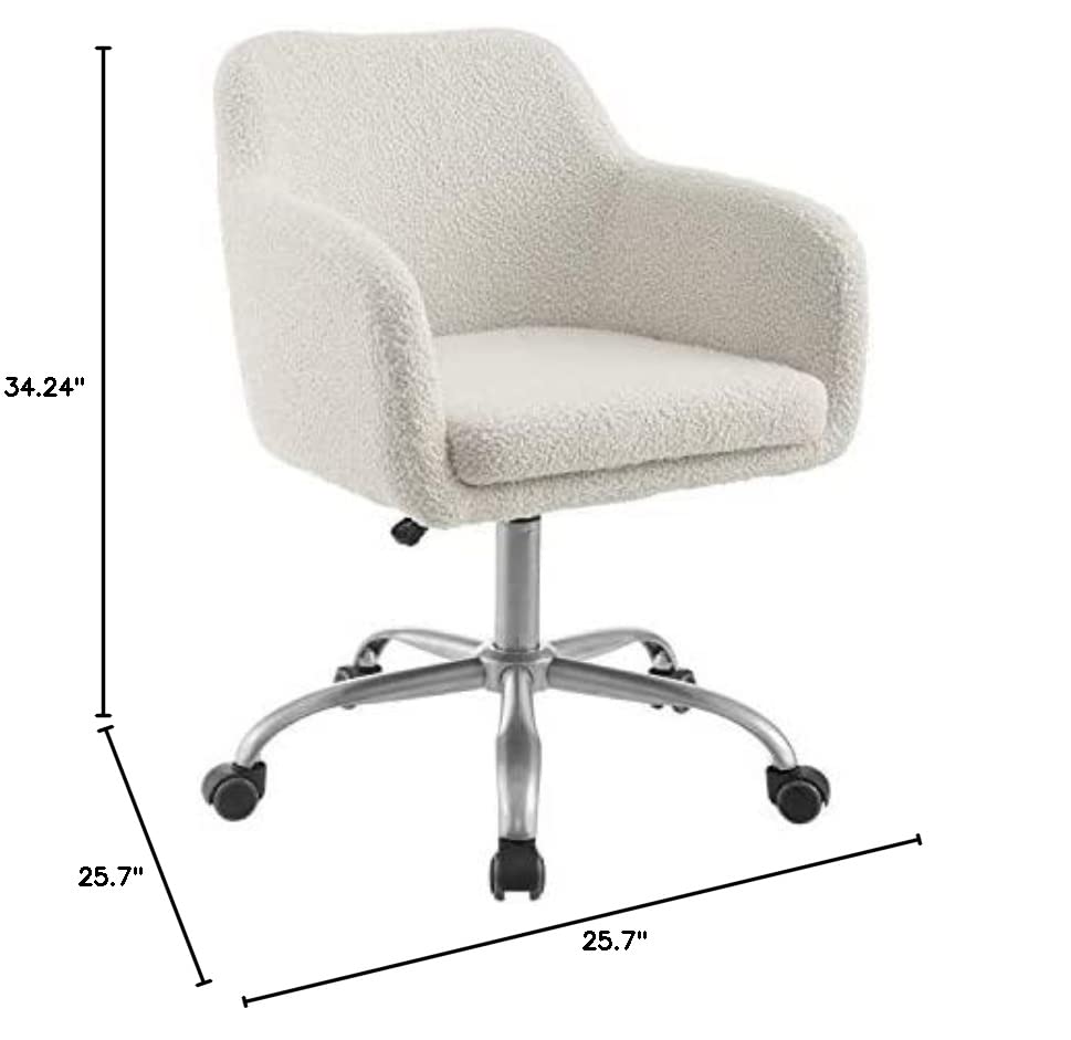 Linon Home Decor Products Linon Brooklyn Sherpa Office Chair, Ivory