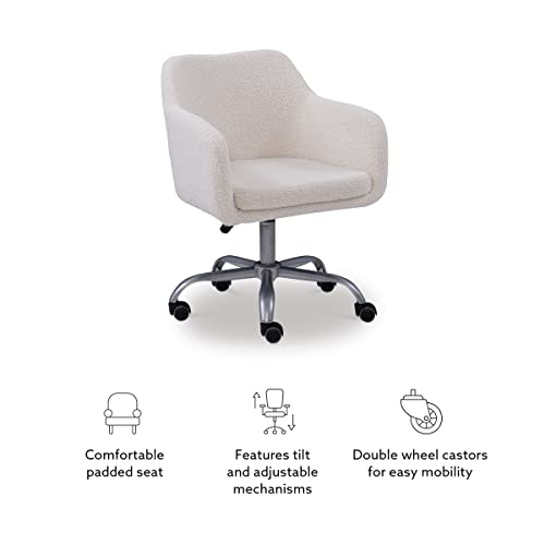 Linon Home Decor Products Linon Brooklyn Sherpa Office Chair, Ivory