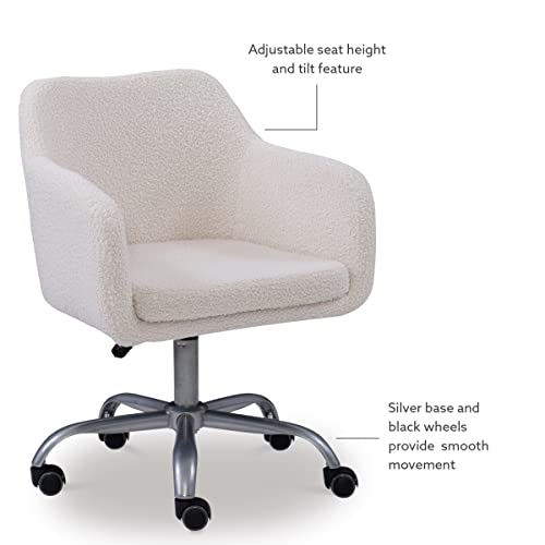 Linon Home Decor Products Linon Brooklyn Sherpa Office Chair, Ivory