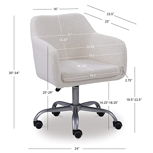 Linon Home Decor Products Linon Brooklyn Sherpa Office Chair, Ivory