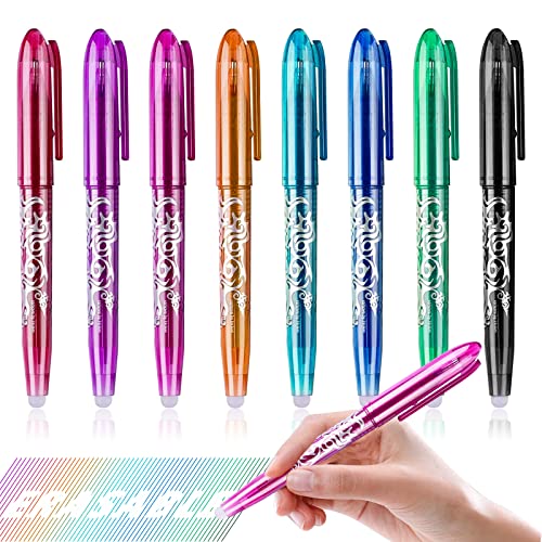 Hirsrian Erasable Pens, Erasable Gel Ink Colors Pen, 0.5mm Fine Point Ballpoint Pens Quick-drying Gel Erasable Pen for Adults Kids Students School Office Stationary Supplies Gifts