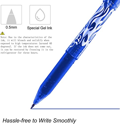 Hirsrian Erasable Pens, Erasable Gel Ink Colors Pen, 0.5mm Fine Point Ballpoint Pens Quick-drying Gel Erasable Pen for Adults Kids Students School Office Stationary Supplies Gifts