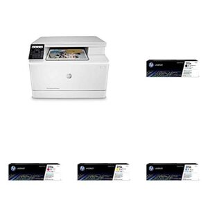 hp color laserjet pro m182nw wireless all-in-one laser printer, remote mobile print, scan & copy (7kw55a) with toner cartridges - 4 colors