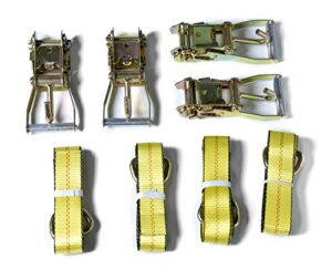 12pc combo lasso wheel lift straps 2" ratchets j finger hooks tow truck tie down - yellow