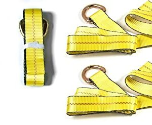 12pc Combo Lasso Wheel Lift Straps 2" Ratchets J Finger Hooks Tow Truck Tie Down - Yellow