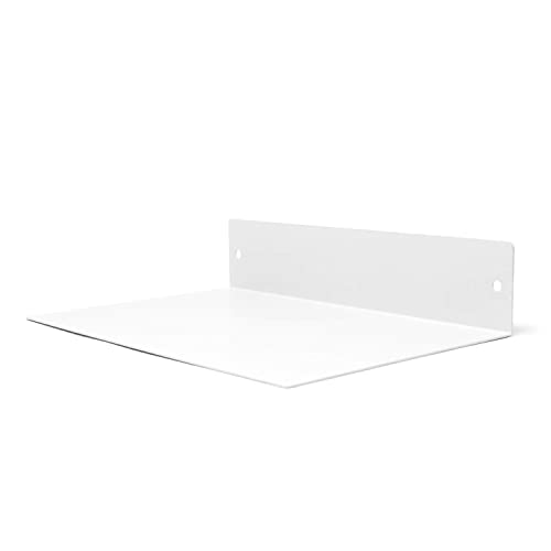 Buhbo Floating Shelf Wall Mounted (8 inch x 12 inch) Heavy Duty Industrial Modern Steel, White