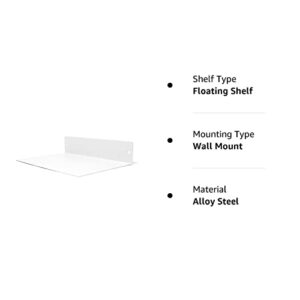 Buhbo Floating Shelf Wall Mounted (8 inch x 12 inch) Heavy Duty Industrial Modern Steel, White