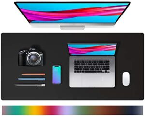 desk pad protector,mouse pad/ mat, non-slip pu leather laptop desk blotter, waterproof writing pad for office and home (black,36" x 17")