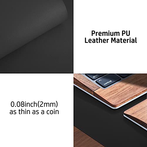 Desk Pad Protector,Mouse Pad/ Mat, Non-Slip PU Leather Laptop Desk Blotter, Waterproof Writing Pad for Office and Home (Black,36" x 17")