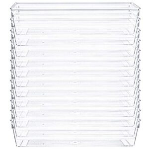 Kingrol 12 Pack Clear Drawer Organizers, Drawer Divider Storage Bins, Desk Storage Box Set for Kitchen Bedroom Bathroom Office Craft Supplies