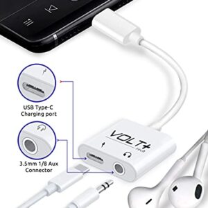 Volt Plus Tech USB C to 3.5mm Headphone Jack Audio Aux & C-Type Fast Charging Adapter Compatible with Your Samsung SM-G988and Many More Devices with C-Port