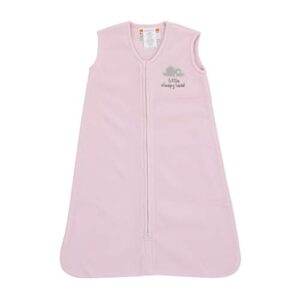sumersault - pink blanket with cloud "little sleepy head" embroidery - 100% microfleece wearable blanket for babies 14-22 lbs. | swaddle blanket, medium
