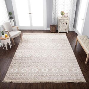 superior genaine 8' x 10' indoor area rug, traditional carpet for living room home decor, geometric design, compatible for hardwood floors, vintage , alfombras para salas, amber