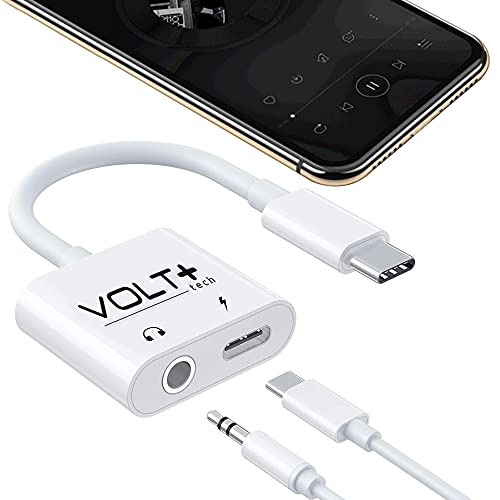 VOLT PLUS TECH USB C to 3.5mm Headphone Jack Audio Aux & C-Type Fast Charging Adapter Compatible with Your Google Pixel C 32GBand Many More Devices with C-Port