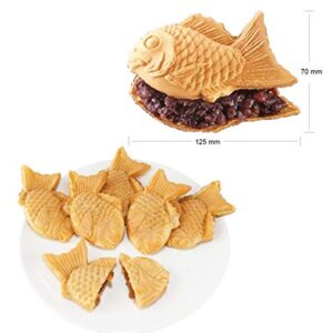 ALDKitchen Taiyaki Maker | Fish-Shaped Waffle Iron | Nonstick (6 Pcs (Closed-Mouth Fish))