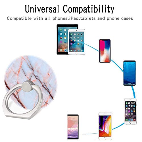 (3 Pack) Mobile Phone Ring Holder Finger Grip,Rose Gold White Marble Cell Phone Stand Collapsible Kickstand Compatible with All Smartphone