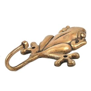 IndianShelf 2 Pack Hook | Wall Mount Hook | Gold Mudroom Coat Hooks | Brass Cabinets Hooks | Frog Wall Key Hook [15.24 Cm]
