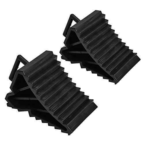 Haofy 2 Pack Wheel Chocks, Tire Chocks with Handle Car Anti-Slip Block Tyre Slip Stopper Wheel Block Tire Support Pad Helps Keep Your Cars Trailer RV in Place(Black)