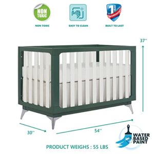 Sweetpea Baby Ultra Modern 4-in-1 Convertible Crib in Green in Olive, Greenguard Gold Certified , 58.5x30x47 Inch (Pack of 1)