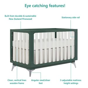 Sweetpea Baby Ultra Modern 4-in-1 Convertible Crib in Green in Olive, Greenguard Gold Certified , 58.5x30x47 Inch (Pack of 1)