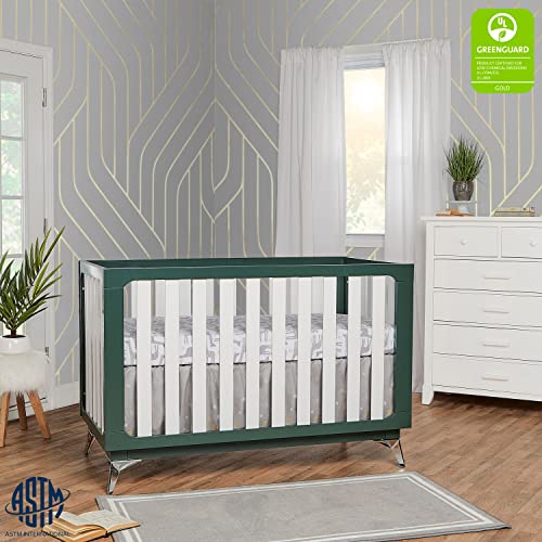 Sweetpea Baby Ultra Modern 4-in-1 Convertible Crib in Green in Olive, Greenguard Gold Certified , 58.5x30x47 Inch (Pack of 1)