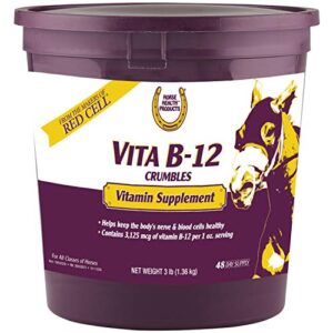 horse health vita b-12 crumbles supplement for horses, supports red blood cell production for peak performance, 3 pounds, 48 day supply