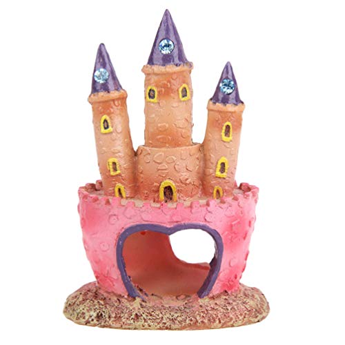 POPETPOP Aquarium Decorations Heart Castle - Fish Tank Decorations Cichlids Fish Hideout House Cute Castle for Girls Gift Toy Pink