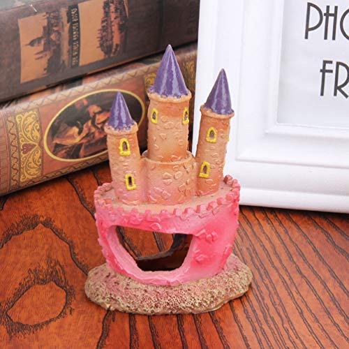 POPETPOP Aquarium Decorations Heart Castle - Fish Tank Decorations Cichlids Fish Hideout House Cute Castle for Girls Gift Toy Pink