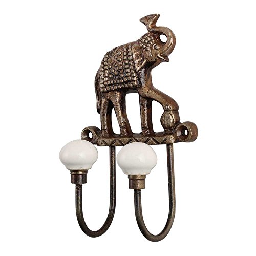 IndianShelf 2 Pack Hook | Bag Hooks | Multicolor Over The Wall Hook | Ceramic Key Hanger Hooks | Elephant Coat Hooks Wall Mount [13.34 Cm]