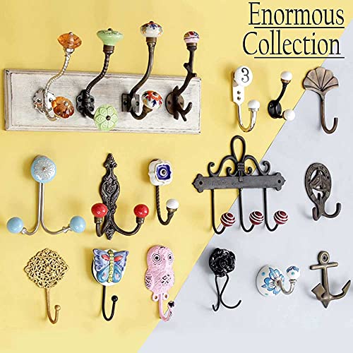 IndianShelf 2 Pack Hook | Bag Hooks | Multicolor Over The Wall Hook | Ceramic Key Hanger Hooks | Elephant Coat Hooks Wall Mount [13.34 Cm]