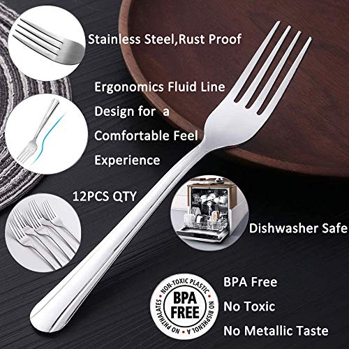 Dinner Forks Set of 12,Dominion Heavy Duty Forks,Stainless Steel Silverware Table Forks Mirror Polished Forks for Kitchen, Matching Spoons or Knifes, Commercial Restaurant Easy to Clean, 7 inches